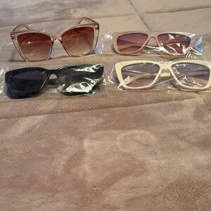 Stylish Women's Sunglasses Set - Black, Pink, Cream